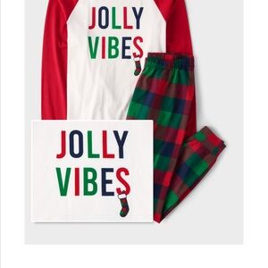 Jolly Vibes Adult family Pajamas - Red and Green (Adult M)